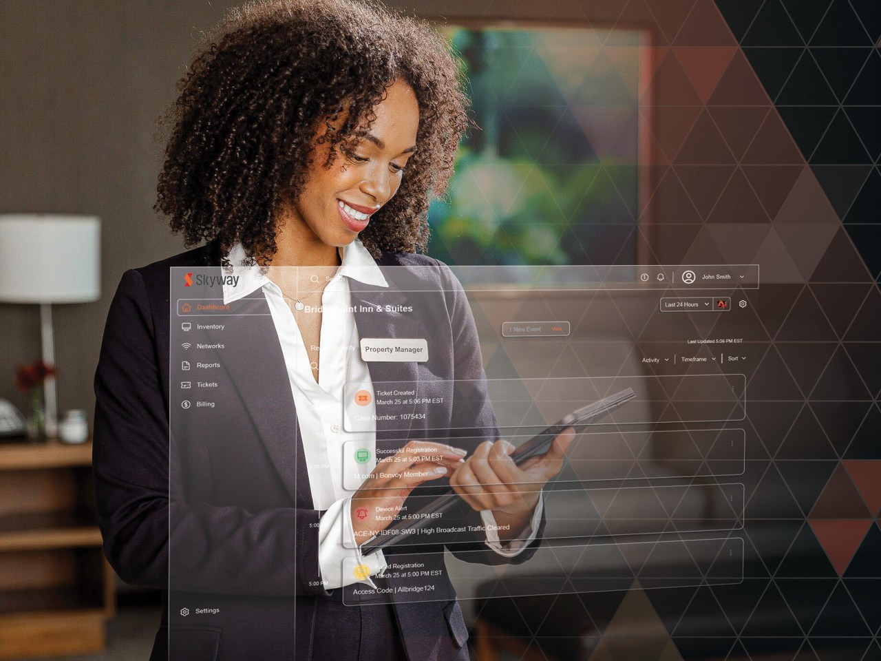 Woman using the Allbridge Skybridge interface