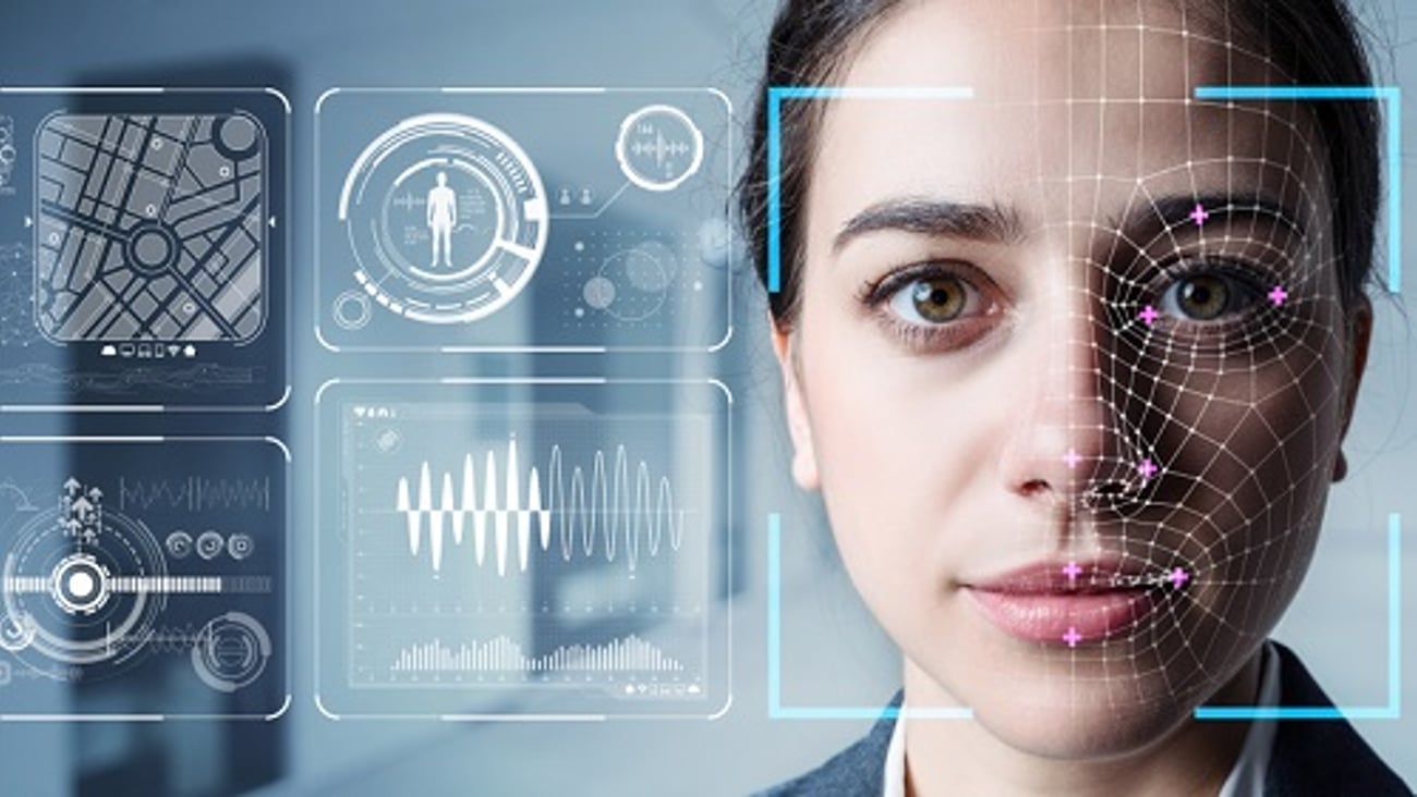 woman's face scanned ai biometrics facial recognition