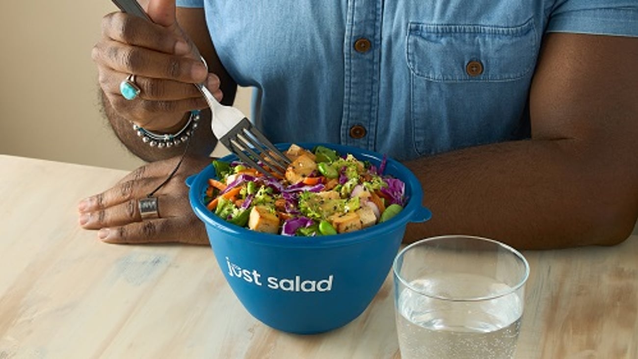 Just Salad reusable bowl with arms