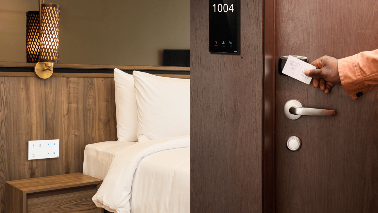 door opening into a hotel room