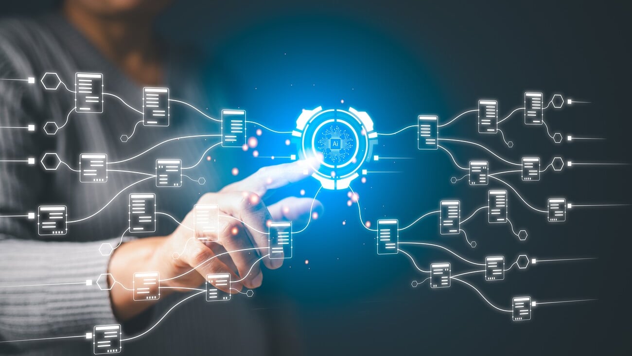 AI-powered software leverages digital technology to enhance business management by processing and organizing information from vast amounts of data on computer systems. document, technology, online.; Shutterstock ID 2473123561