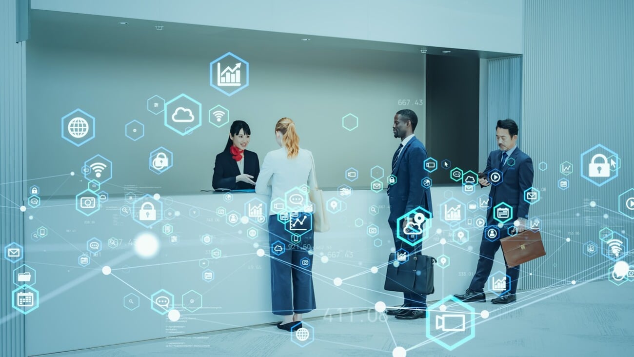 Multinational people lining up at reception and business networking concept; Shutterstock ID 2480478299