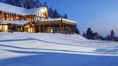 a house covered in snow