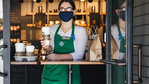 starbucks coffee mask employee