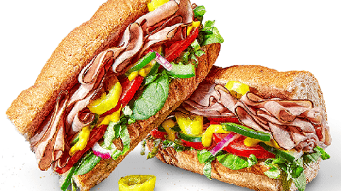 a Subway sandwich cut in half