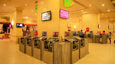 a person standing in front of a store