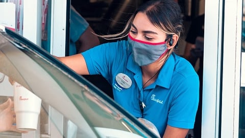 drivethru woman with mask