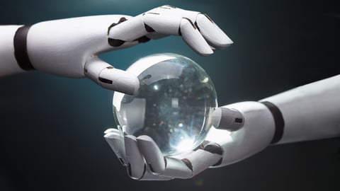 crystal ball prediction with robotic  hands