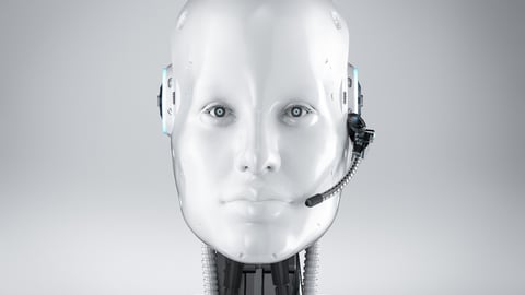 Robot wearing headset