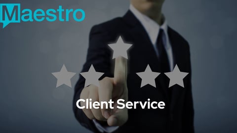 Maestro logo with client service stars