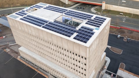 Rooftop solar panels on Hotel Marcel