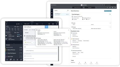 Software interface of OpenTable and Cendyn integration