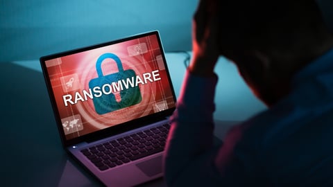 computer with ransomware attack on the screen