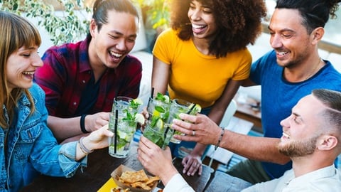 outdoor diners happy