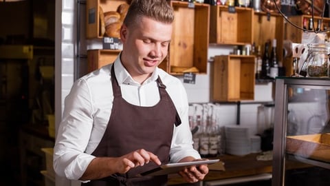 coffee guy with ipad