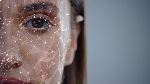 biometric scan of a woman's face