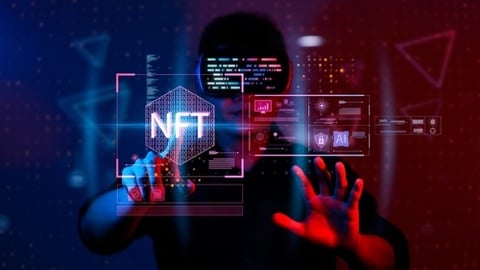 NFT in the metaverse man VR googles