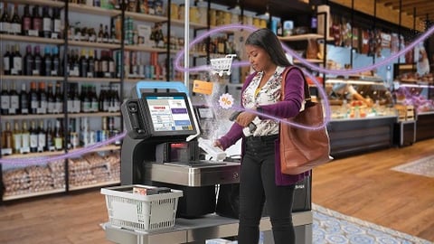 Toshiba self checkout woman