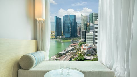 hotel room with city view