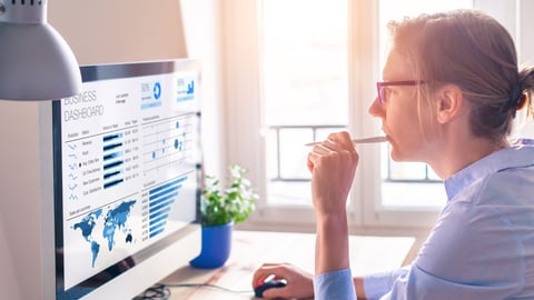 Woman looking at a computer screen. shutterstock image 718643389