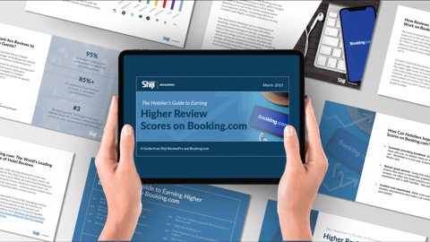 tablet displaying ‘The Hotelier's Guide to Booking.com’