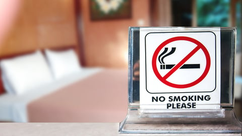 no smoking sign in a hotel room