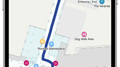 Gaylord Hotels Wayfinding App with route highlighted