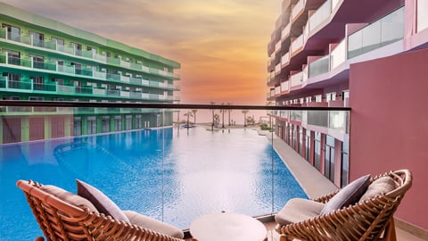 The Heart of Europe Monaco Hotel guestroom view of pool