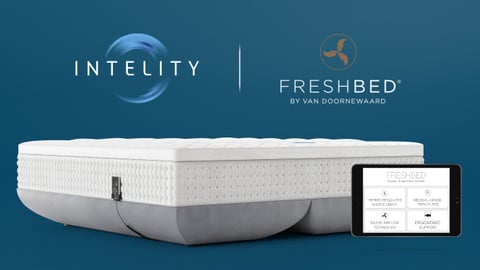 guestbed and intelity integration promo image with a mattress and logos