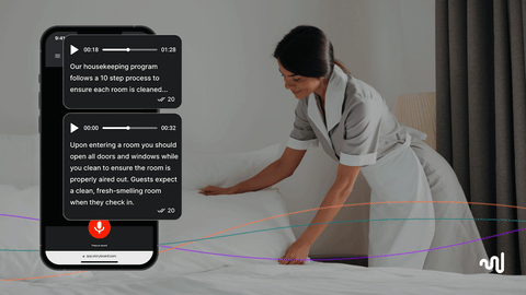 housekeeper using translation tech in workforce management app