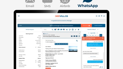 screenshot of 365villas with whatsapp integration