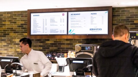 digital menu board in a restaurant