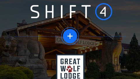 Shift4 logo and Great Wolf Lodge Logo