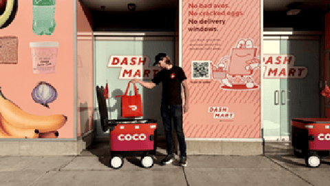 coco robot doing a doordash delivery