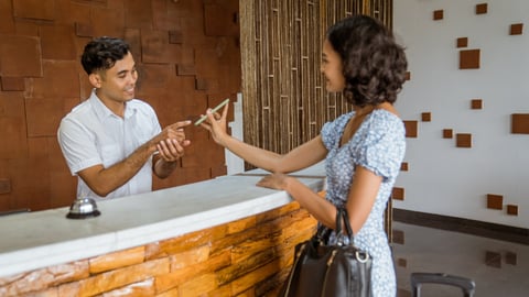 hotel guest checking in