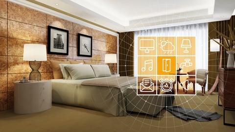hotel room with iot devices