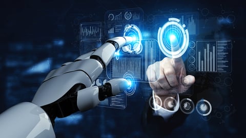 3D rendering artificial intelligence AI research of robot and cyborg development for future of people living. Digital data mining and machine learning technology design for computer brain.; Shutterstock ID 1663029574