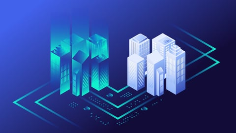 Digital Twins Technology Illustration, future of building construction, architects and engineers; Shutterstock ID 2310609025