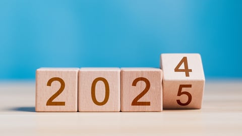 2025 growth business. wooden block with 2024 change to 2025, Set up objective target business cost and budget planning for new year concept; Shutterstock ID 2433552309