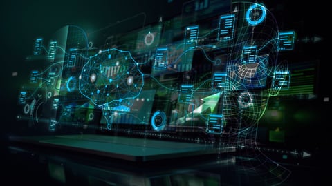 AI, Big Data, and business analytics icons represent the integration of advanced technology in analyzing graphs, business data, and market trends, driving strategic decisions and innovative solutions.; Shutterstock ID 2462546293