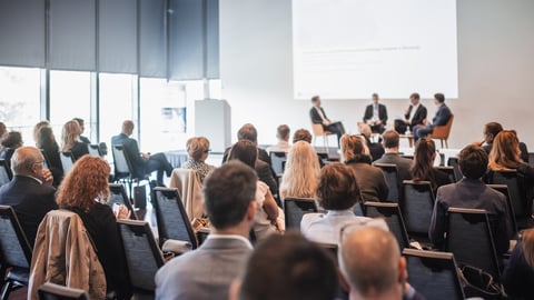 Interview and round table discussion at business convention and presentation. Audience at the conference hall. Business and entrepreneurship symposium.; Shutterstock ID 2529858977