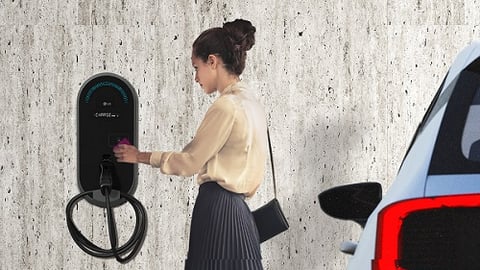 LG EV Charger with woman