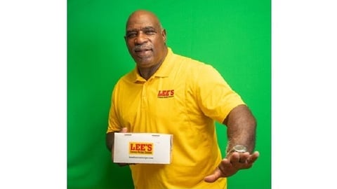 Keith Byars with chicken box