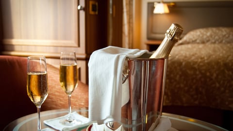 Luxury Hotel Guest Room with Champagne