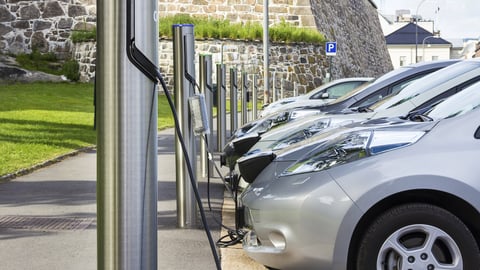 EVs charging in a row