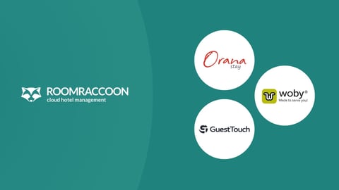 roomracoon, Orana Stay, GuestTouch, and Woby logos