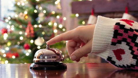 hotel front desk bell at christmas