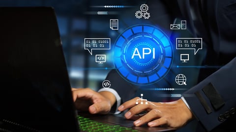 The API  (application programming interface) provides the interface for communication between applications, simplifying application integration.; Shutterstock ID 2313337017