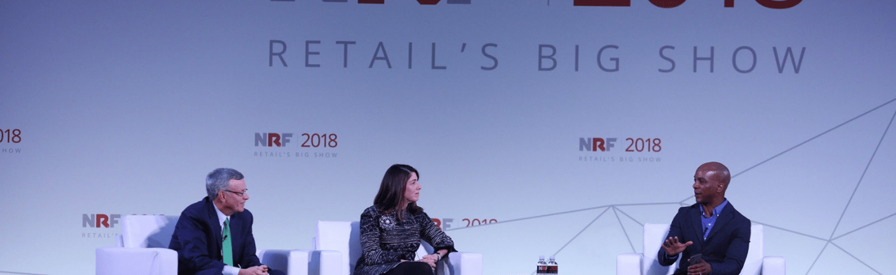 From left to right: Alfred Kelly, CEO, Visa; Karen Katz, President and CEO, The Neiman Marcus Group, Inc.; and Jon Fortt, Squawk Alley Co-Anchor, Fortt Knox Host, CNBC discuss the future of payments.