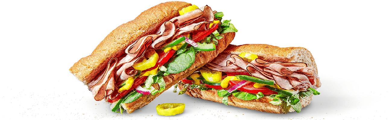 a Subway sandwich cut in half